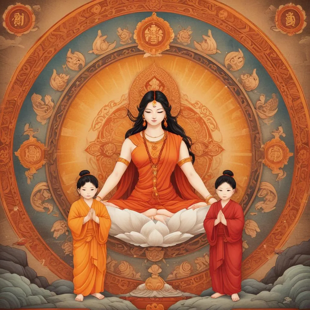 Ancient cultural symbols representing justice and dharma