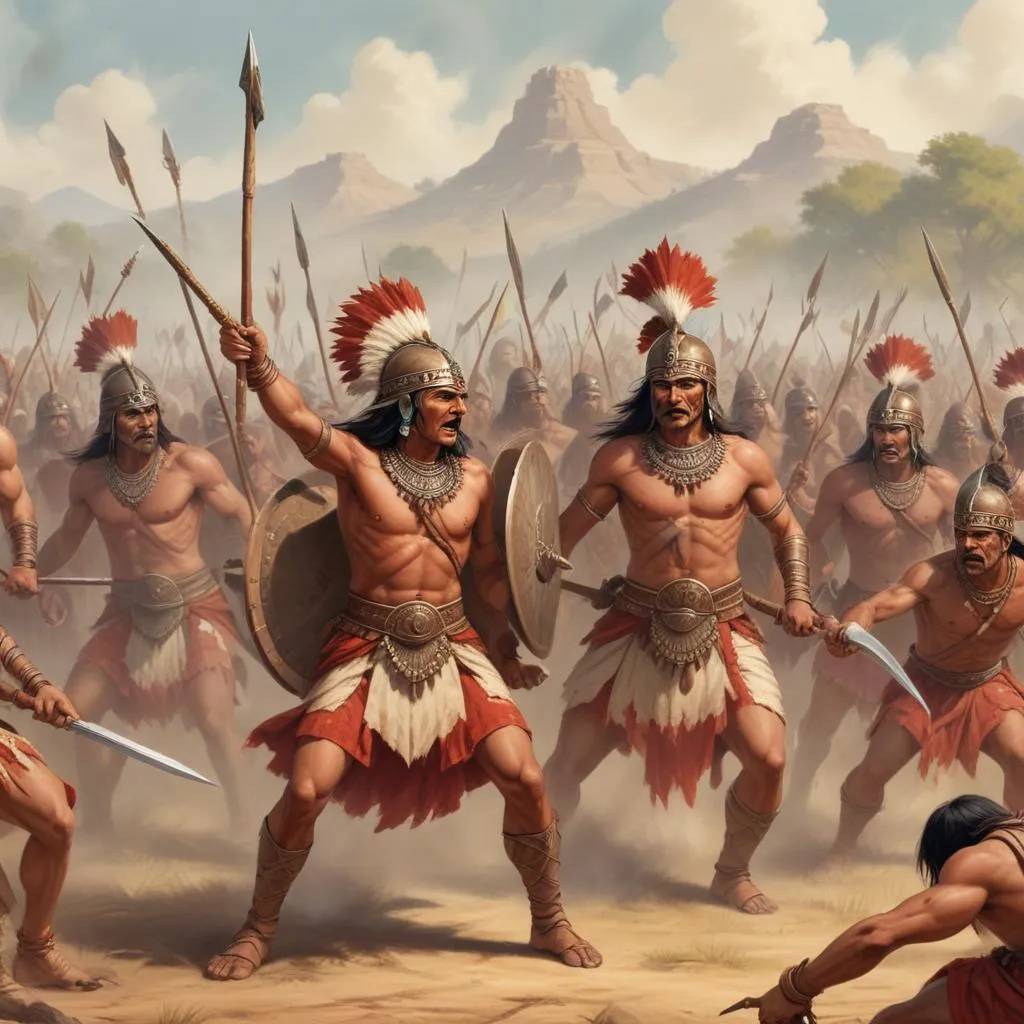 Ancient Indian battle formation diagram with warriors