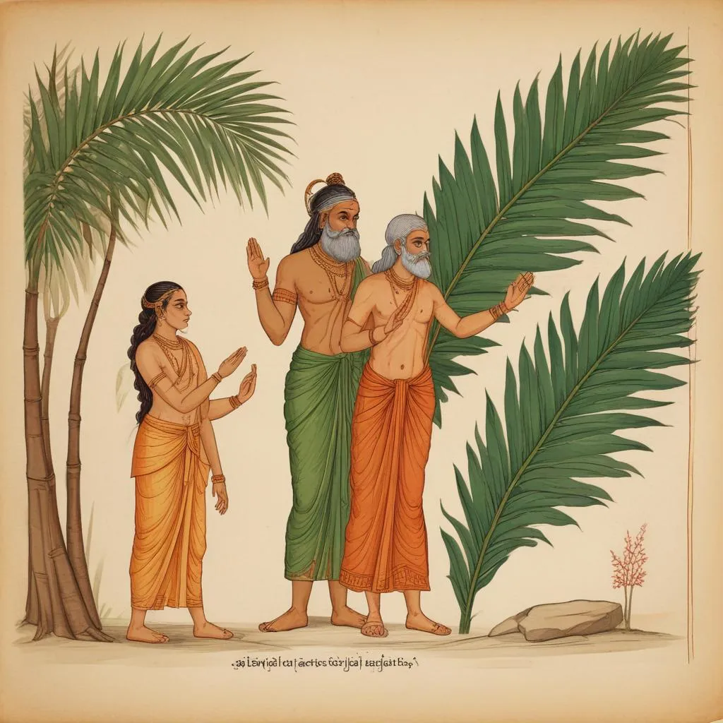 Ancient palm leaf manuscript representing Veda Vyasa's work