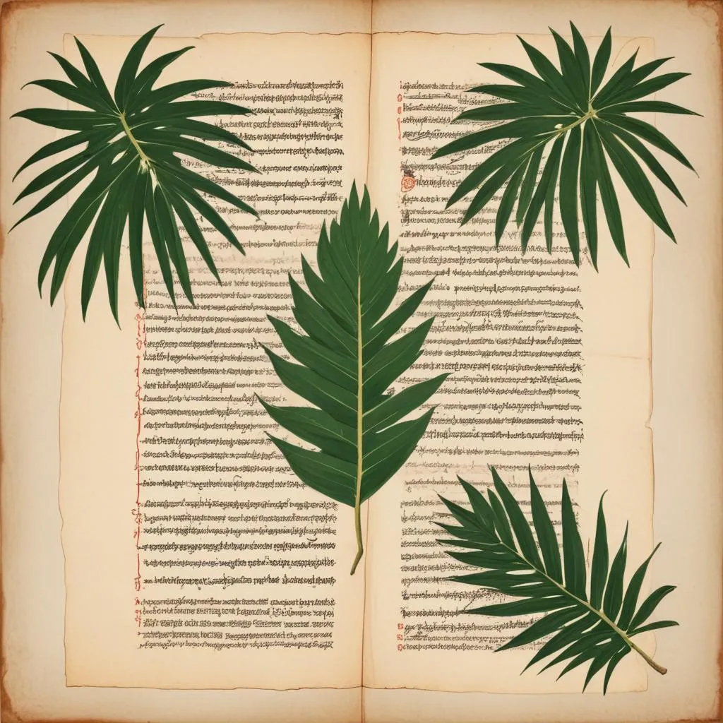 Ancient palm leaf manuscript with Sanskrit text