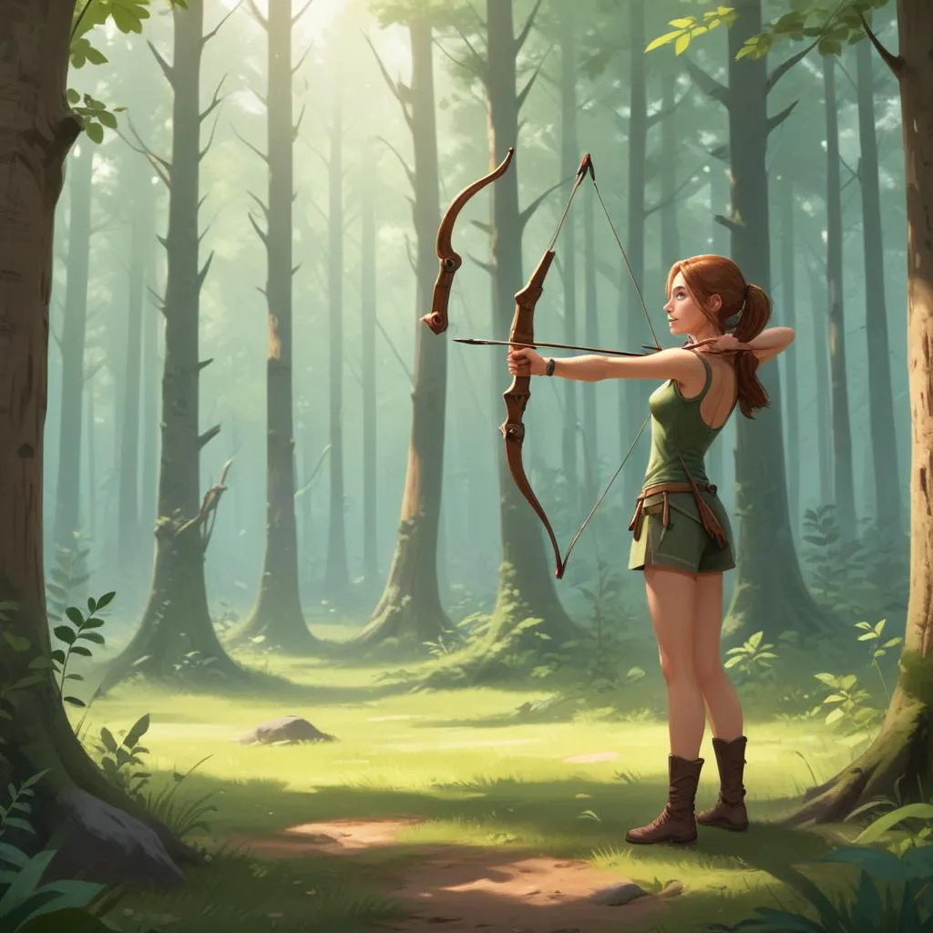 Archery training in a natural forest setting