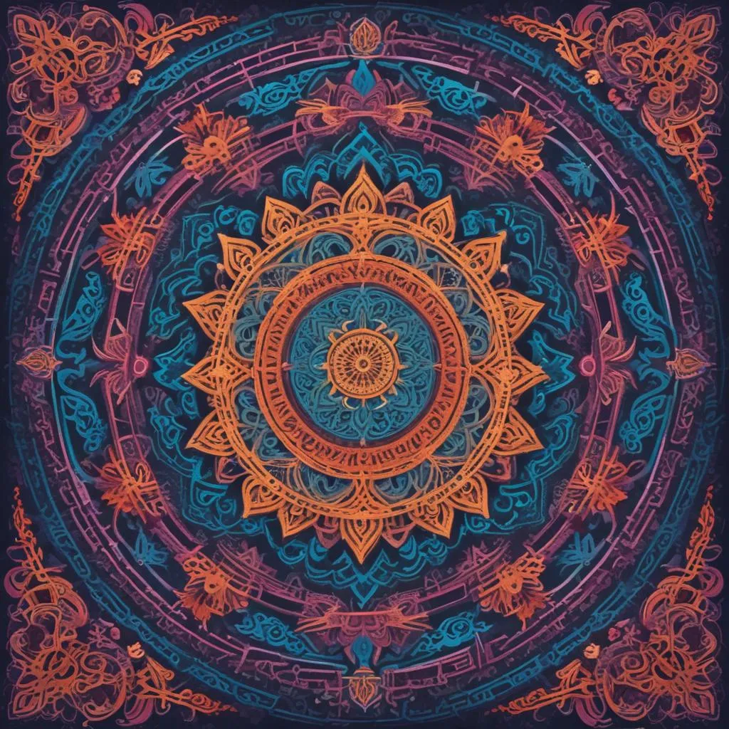 Intricate geometric mandala pattern symbolizing a labyrinth or formation