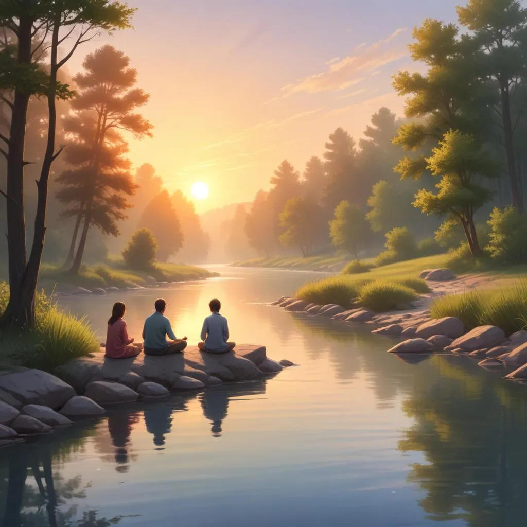 Peaceful river at sunrise representing mediation and calm negotiation