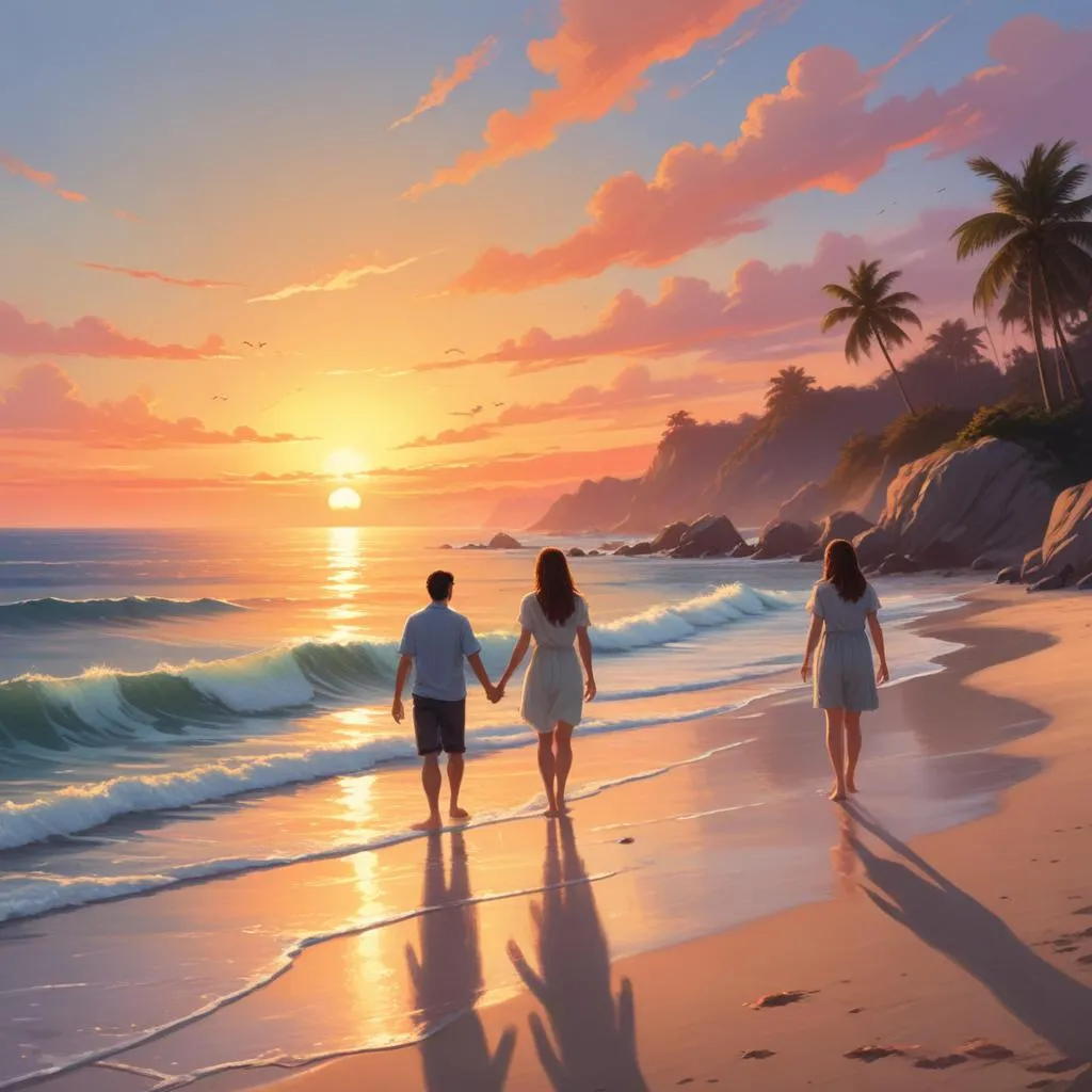 Serene ocean meeting the shore at sunset