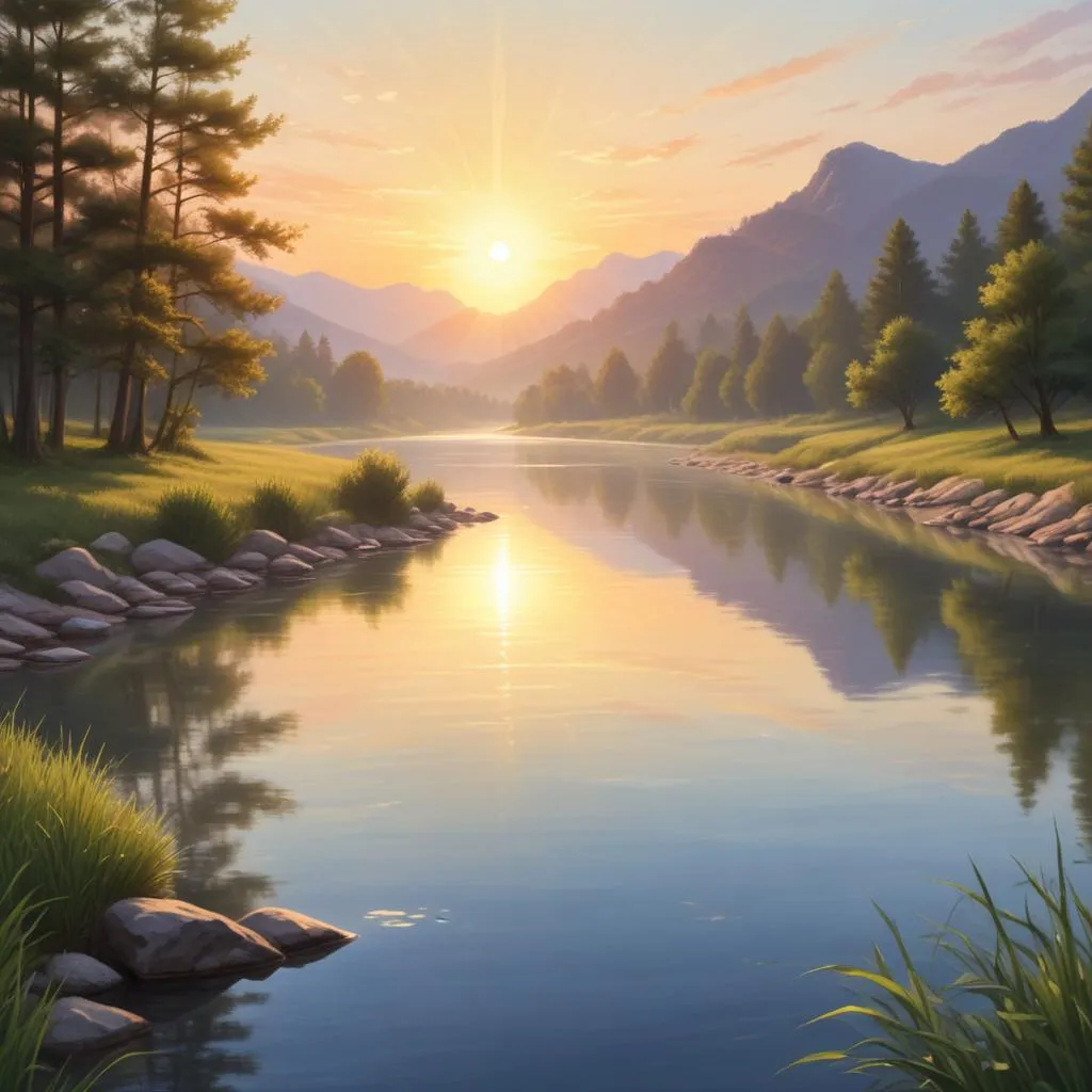 Sunrise over a calm river, symbolizing clarity and spiritual awakening