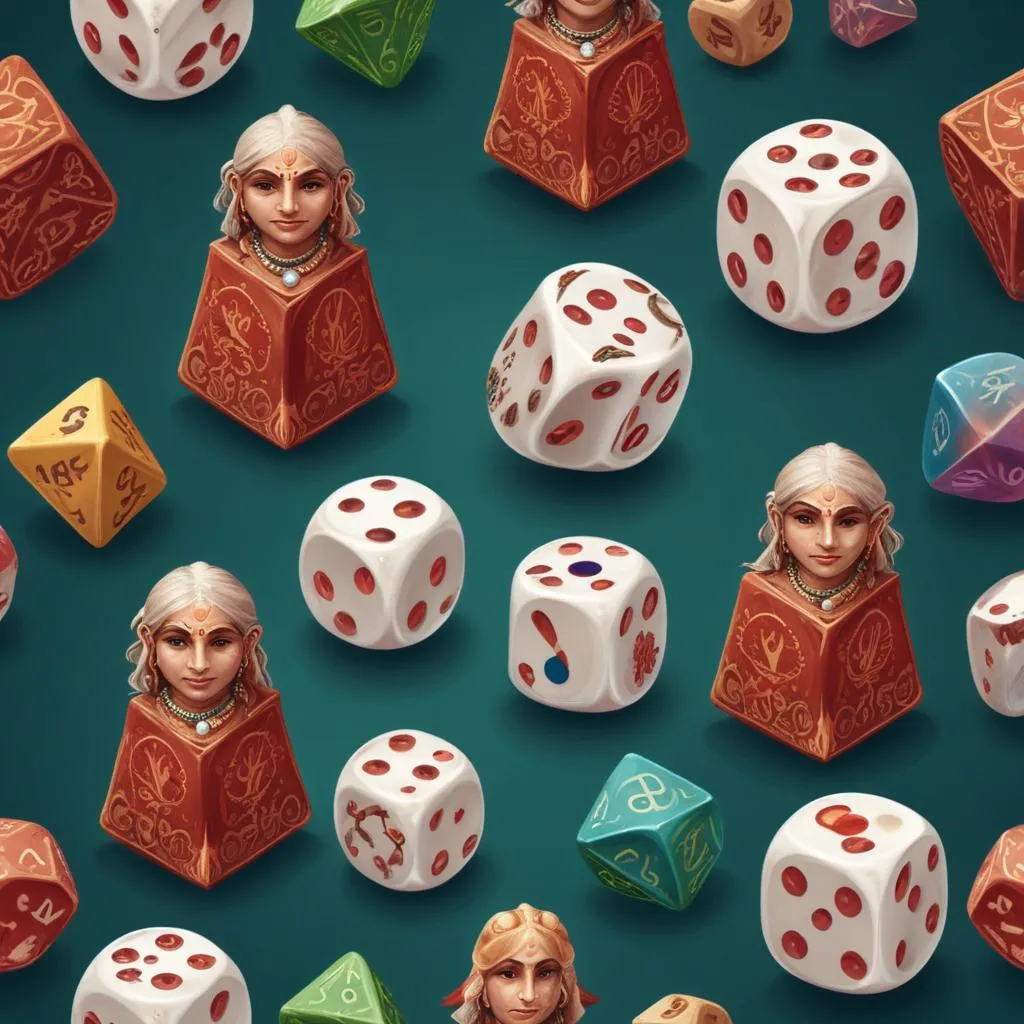 Traditional Indian dice game with spiritual symbolism