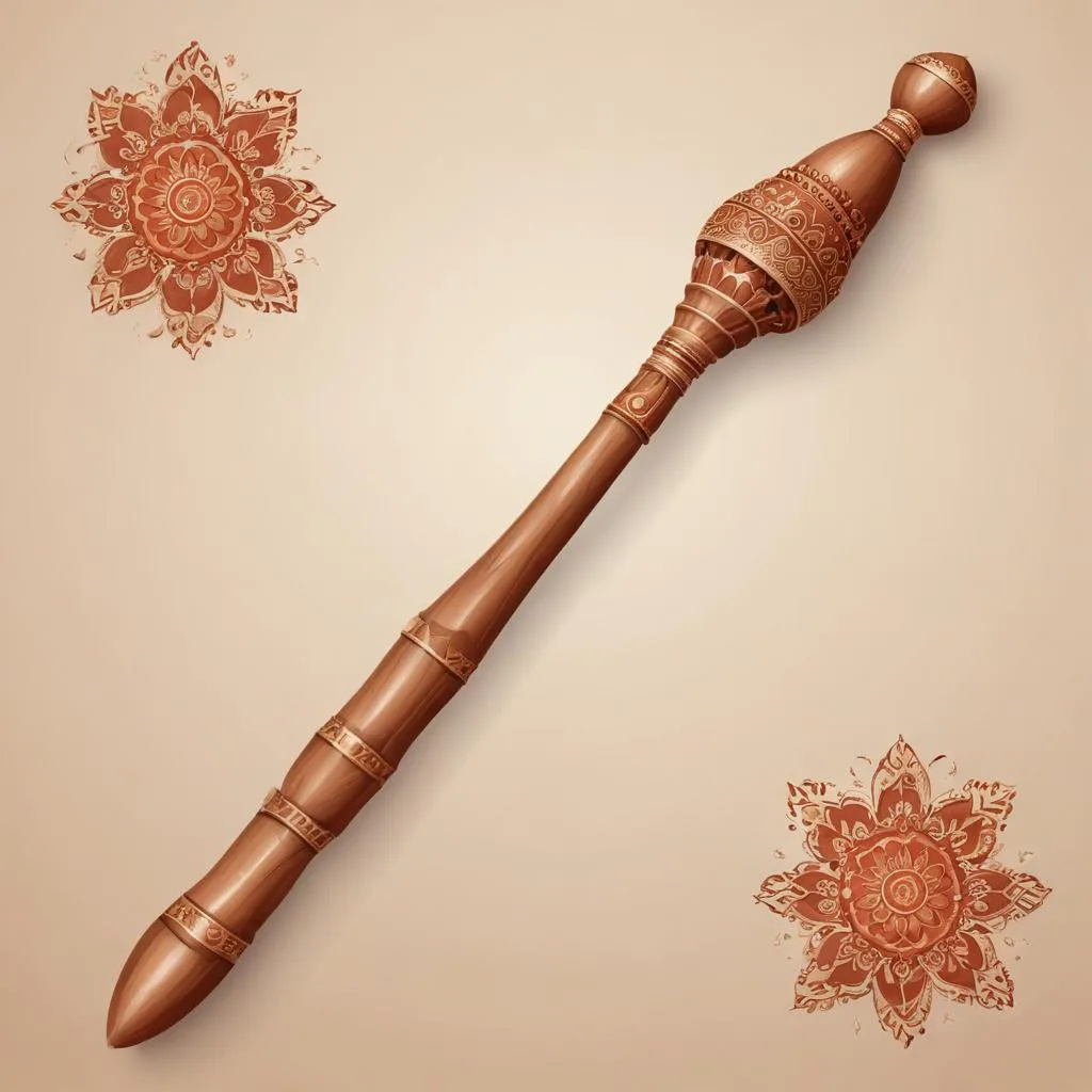 Traditional Indian mace weapon displayed in cultural context