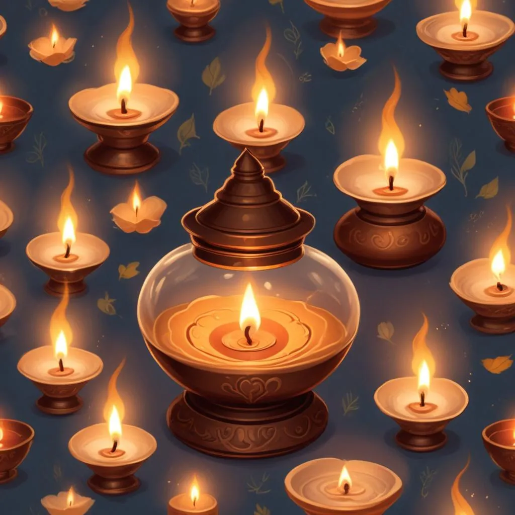 Traditional oil lamps used in meditation and spiritual practice