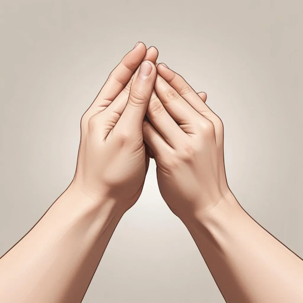 Two hands clasped together in a gesture of support and service