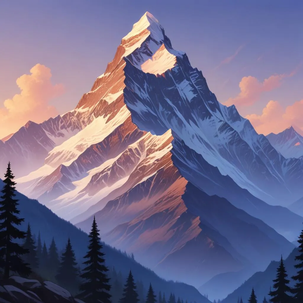 View of a majestic Himalayan mountain peak at dawn