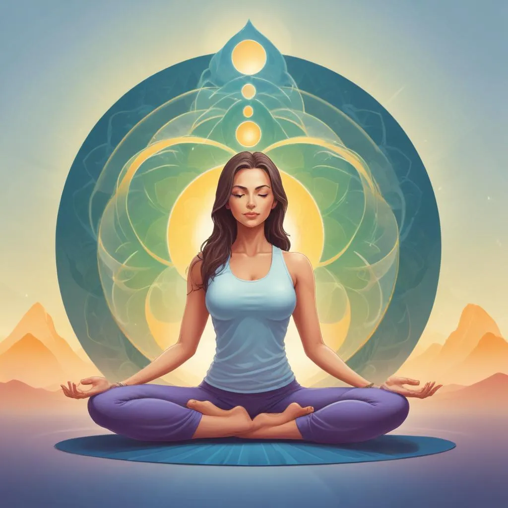 Yoga and meditation symbolism representing inner balance